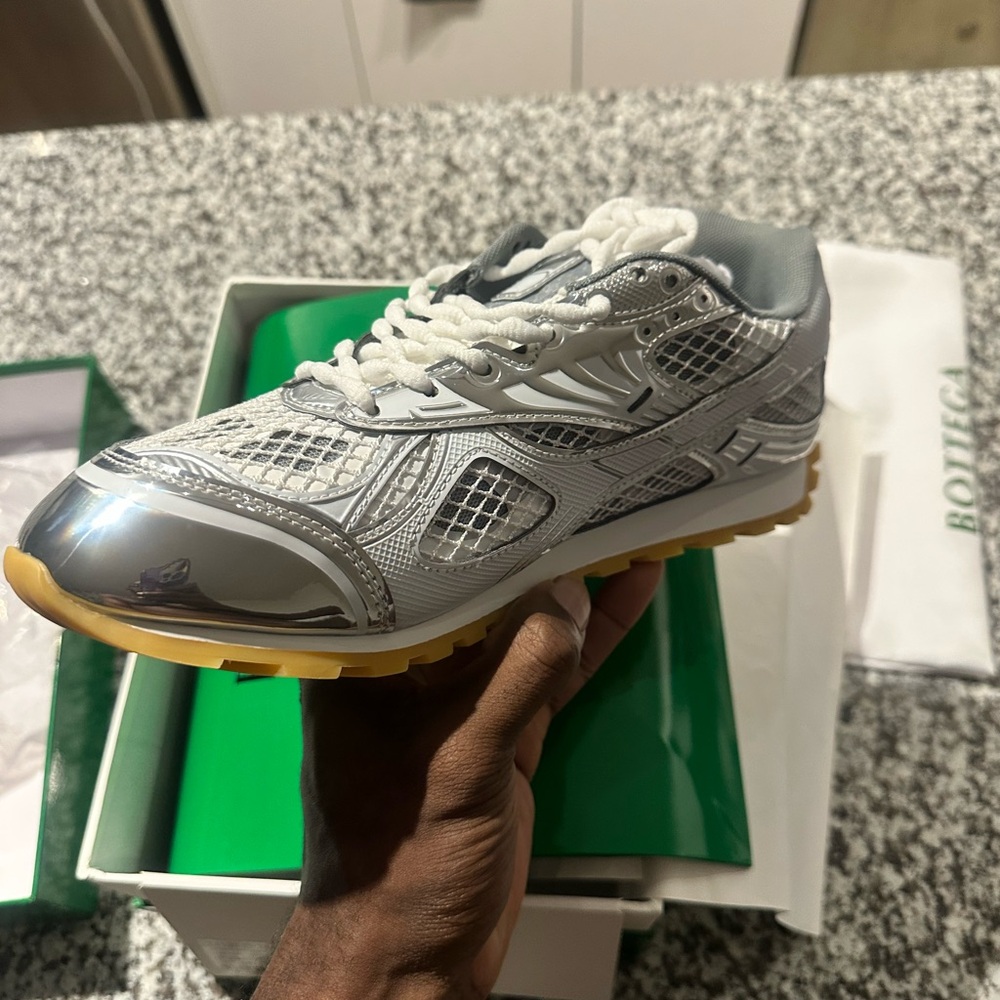 🔥 Bottega Veneta Silver Tech Sneakers – Size 46 (Fits US 12)